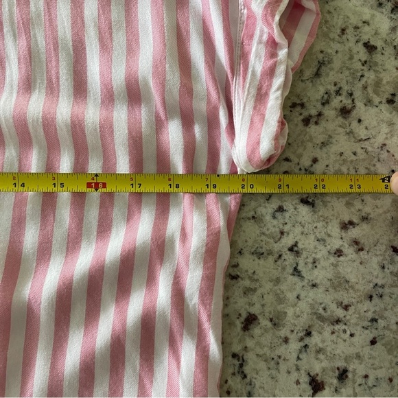 Beach Lunch Lounge Size Small Pink White Striped Button Up Short Sleeve Shirt - Picture 5 of 6